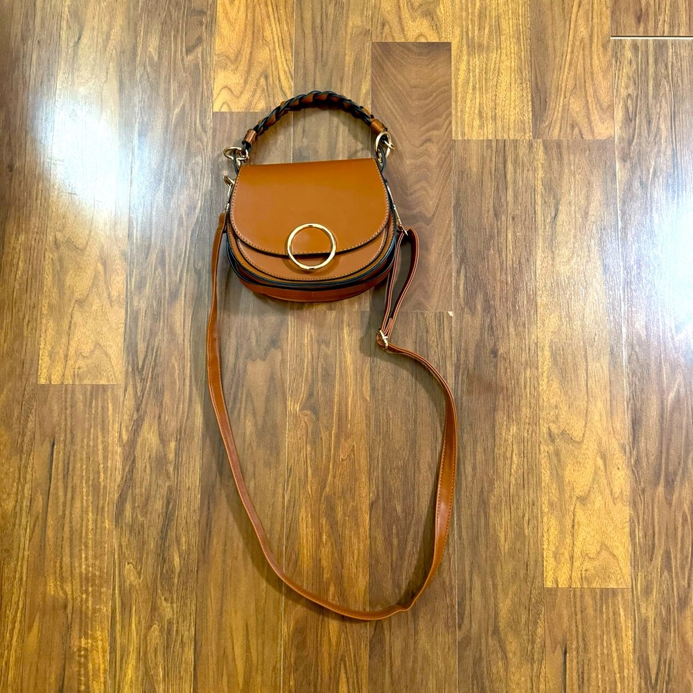 Camel brown mini crossbody bag